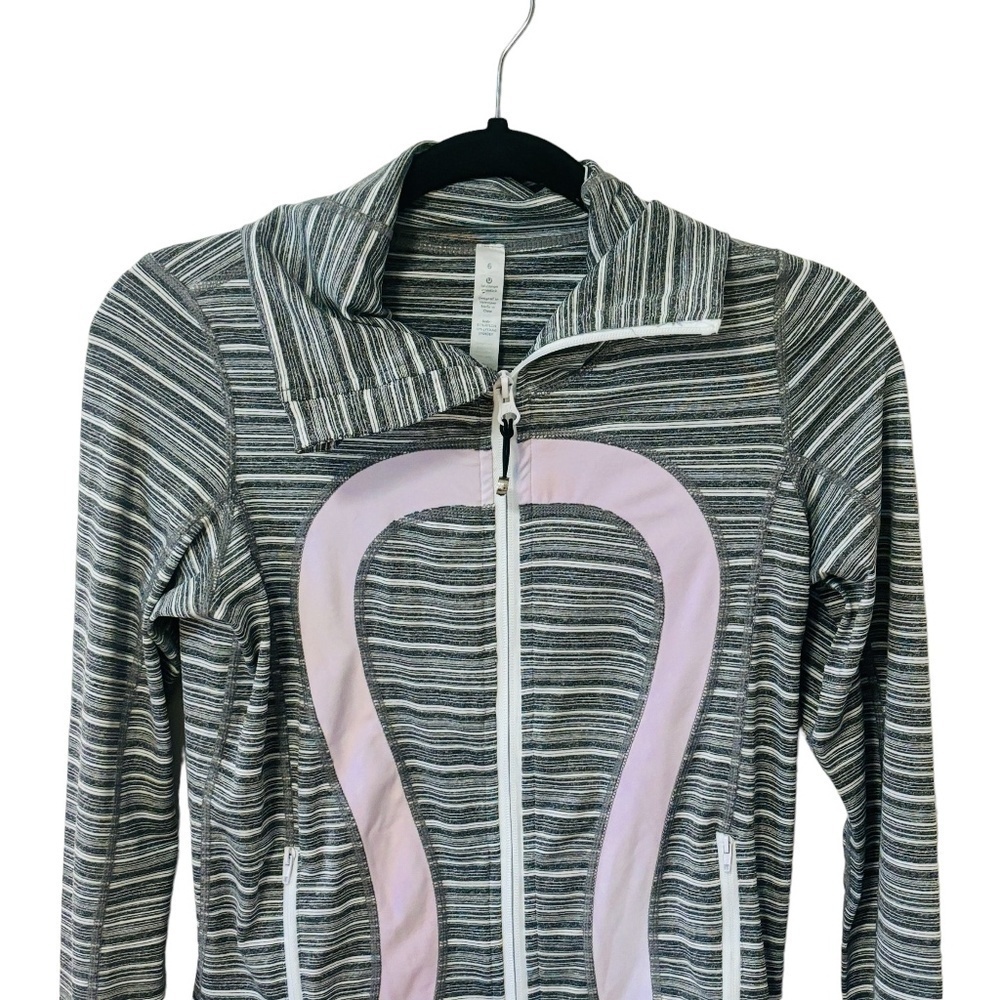 Lululemon Stride Jacket Grey Purple Striped Size 6 - Picture 8 of 9